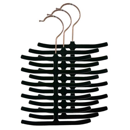 HOME BASICS 6 Tier NonSlip Velvet Tie Hanger, Black FH01149